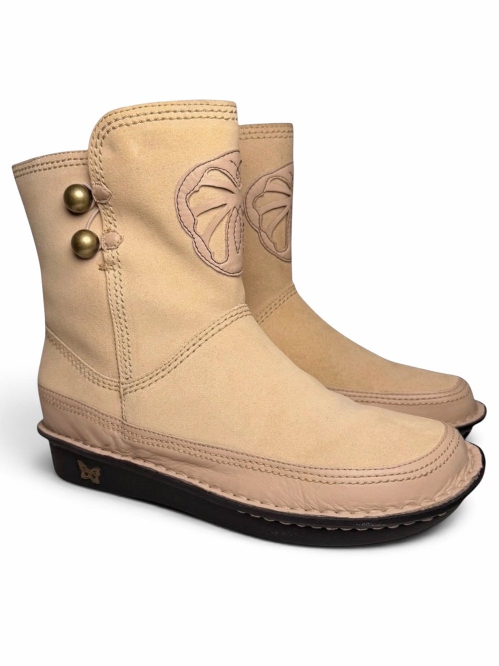 Alegria Aspen Beige Suede Shearling Butterfly Boots EU 40